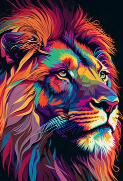 Colourful lion - illustration by drdigitaldesign