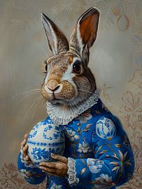 Elegante paashaas met Delfts ei