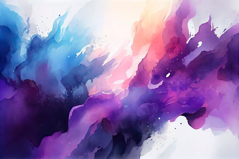 Abstrakte und farbenfrohe Aquarellmalerei von Maarten Knops