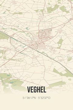 Vintage map of Veghel (North Brabant) by Rezona