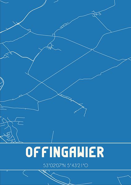 Blueprint | Carte | Offingawier (Fryslan) par Affiches de lieux