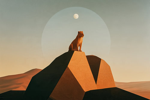 Lioness under the Moon