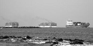 Containerschepen voor de zeehaven Rotterdam