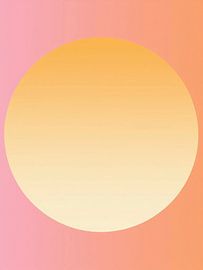 Retro 70er Neon Kunst. Abstrakter Sonnenaufgang Orange Farbverlauf von Mad Dog Art