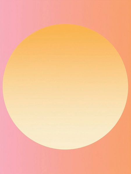 Retro 70er Neon Kunst. Abstrakter Sonnenaufgang Orange Farbverlauf von Mad Dog Art