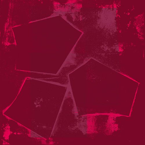 Abstracte rustieke vormen in neonroze, paars en wijnrood.