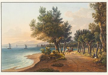 Uitzicht tussen Arbon en Horn richting Roschach bij de haven van het Bodenmeer, Johann Ludwig Bleuler