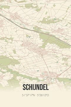 Vintage landkaart van Schijndel (Noord-Brabant) van MijnStadsPoster