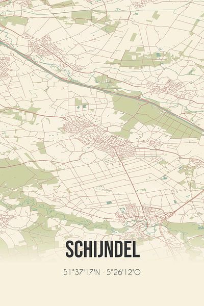 Vieille carte de Schijndel (Brabant du Nord) par Affiches de lieux