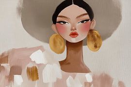 "Serious But Fabulous", modernes Porträt in Erdtönen von Carla Van Iersel