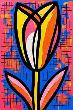 Kleurrijke tulp in pop-artstijl van Art & Soul Creations