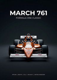 Vue de face d'une voiture de course classique de Formule 1 de mars 761 sur Morgan