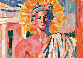 Portrait impressionniste d'Apollon couronné de soleil sur Niklas Maximilian