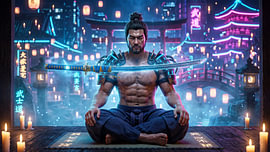 Japan, Neon Samurai von my pixel art
