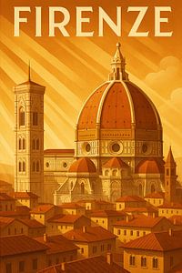 Florenz Art Deco Poster - Duomo di Firenze Illustration