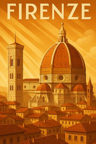 Firenze Art Deco Poster – Duomo di Firenze Illustration