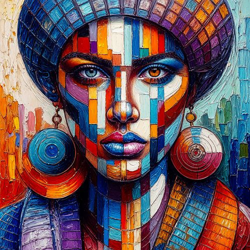 Portrait coloré d'une femme à l'huile sur Digital Art Nederland