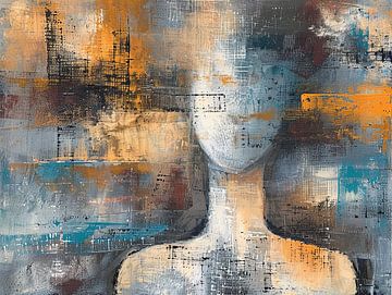 Abstract Gezicht | Gezicht in Kleuren van Kunst Kriebels