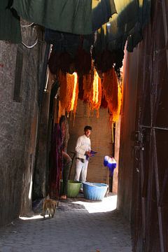 Wool dyeing Marrakech by Inge Hogenbijl