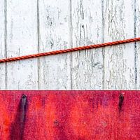 Beach house abstract in brick red