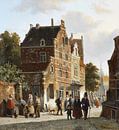 Menschen auf einer belebten Straße im Jahr 1853 - Adrianus Eversen von Mooie Meesters Miniaturansicht