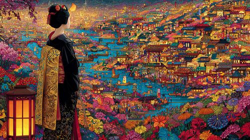 Japanische Kunst mit Geisha