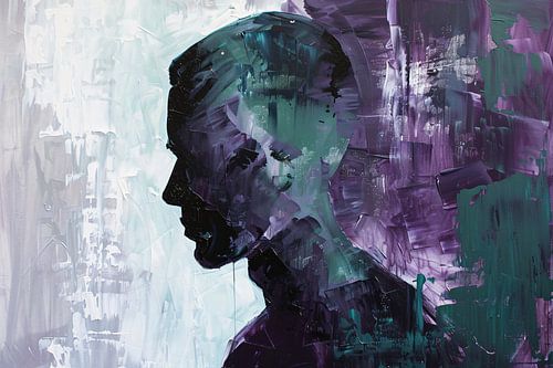 Abstract schilderij van kleurrijk mannen silhouet