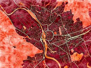Karte von Hameln im stil 'Amber Autumn'