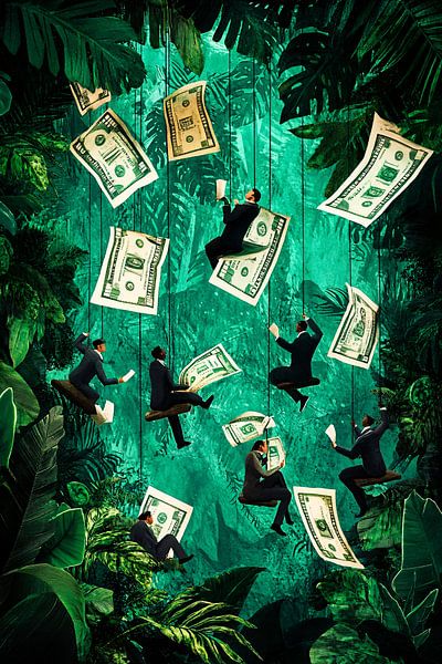 Zakelijke jungle met vallend geld van Art & Soul Creations