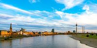 Panorama view of the old town and the Rhine Tower in Düsseldorf