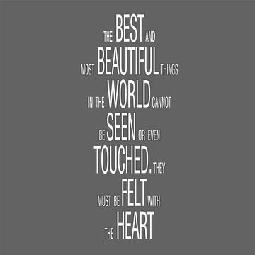 The best and beautiful things in the world cannot be seen or even touched. they must be felt with th