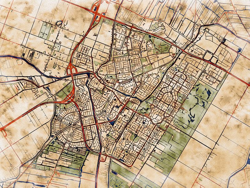 Map of Purmerend with the style 'Serene Summer' by Maporia