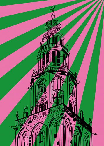 Martinitoren Groningen met schuine strepen