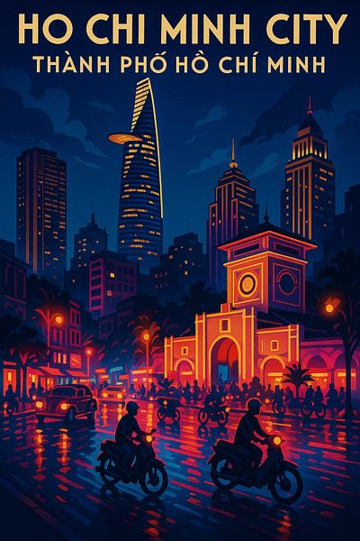 Ho Chi Minh City Nightscape – Vibrant Saigon Skyline &amp; Market Glow by Travel Shop