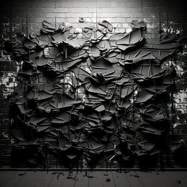 Zwarte plooien van vergankelijkheid van Klaus Tesching - Art-AI