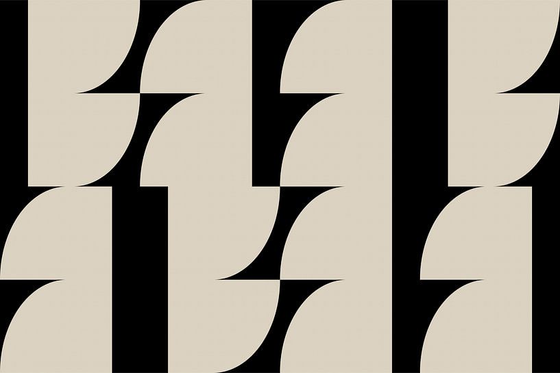 Modern abstract minimalist geometric  retro shapes in black and white 6 by Dina Dankers