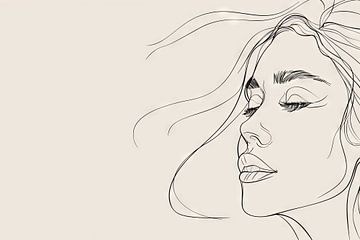 Portret van een vrouw in lijntekeningen van Poster Art Shop