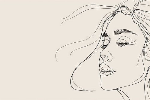 Frauenporträt in Line Art