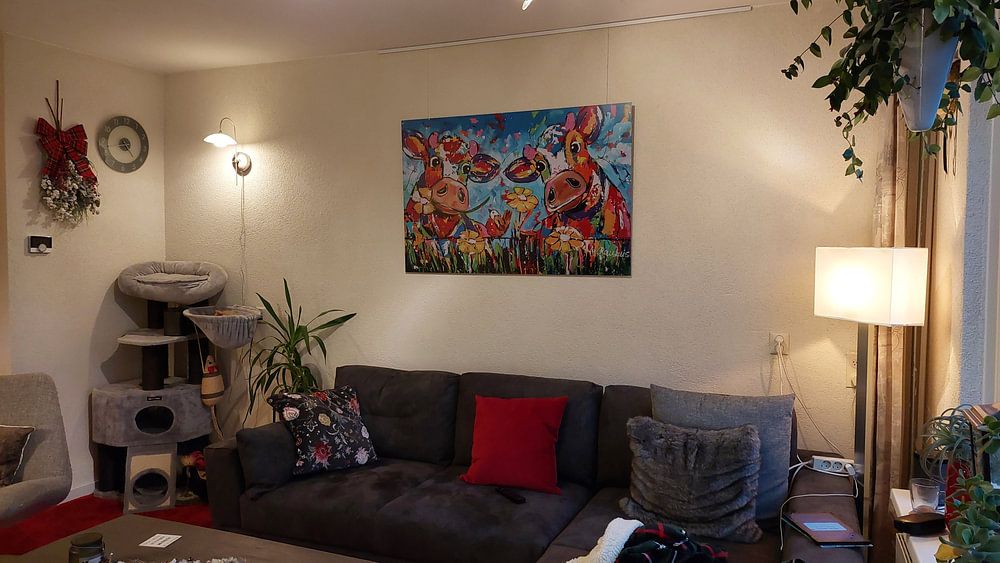 duo between the flowers  by Vrolijk Schilderij 