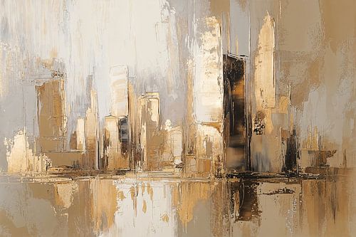 Gouden abstracte stadsskyline schilderij
