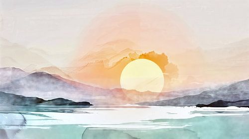 Zonsondergang over het meer