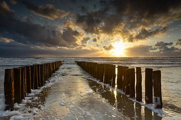 Sonnenuntergang bei Zoutelande in Zeeland von Martin Jansen
