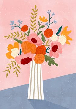 Linie Vase mit Blumen von Bea Müller