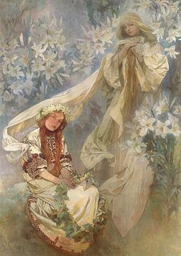 Madonna van de lelies (1905) door Alphonse Mucha van Peter Balan
