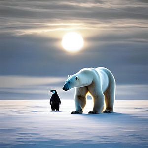 Le pingouin et l'ours polaire sur Gert-Jan Siesling