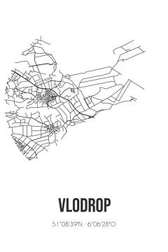 Vlodrop (Limburg) | Landkaart | Zwart-wit van Rezona