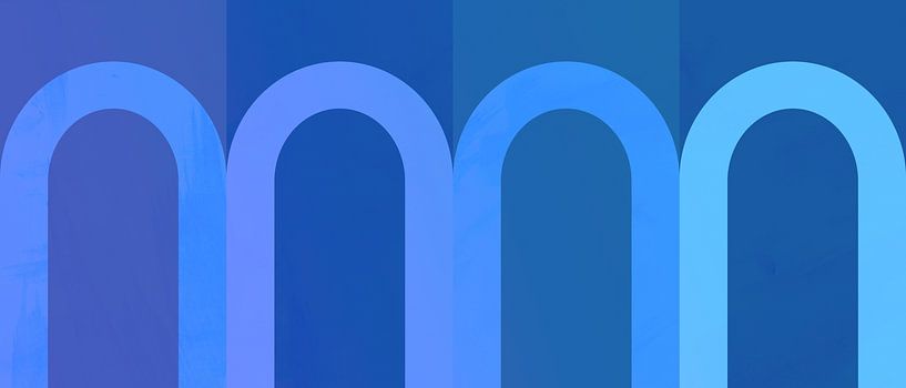 Modern blue bow abstraction in bright colours by Mad Dog Art