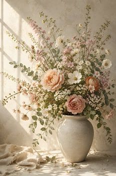 Vase de fleurs sauvages ensoleillé