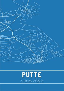Blaupause | Karte | Putte (Nordbrabant) von Rezona