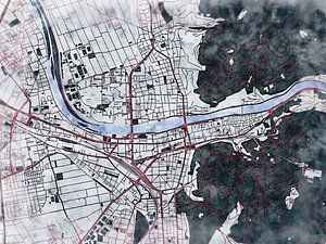 Karte von Heidelberg im stil 'White winter'